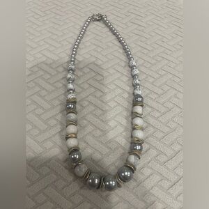 Elegant Silver-tone and Gold-tone Beaded Necklace